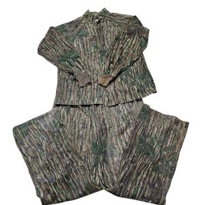 Vtg Rare Rattlers Brand Real Tree Mesh Camo Men's Hunting Jacket & Pants Size L